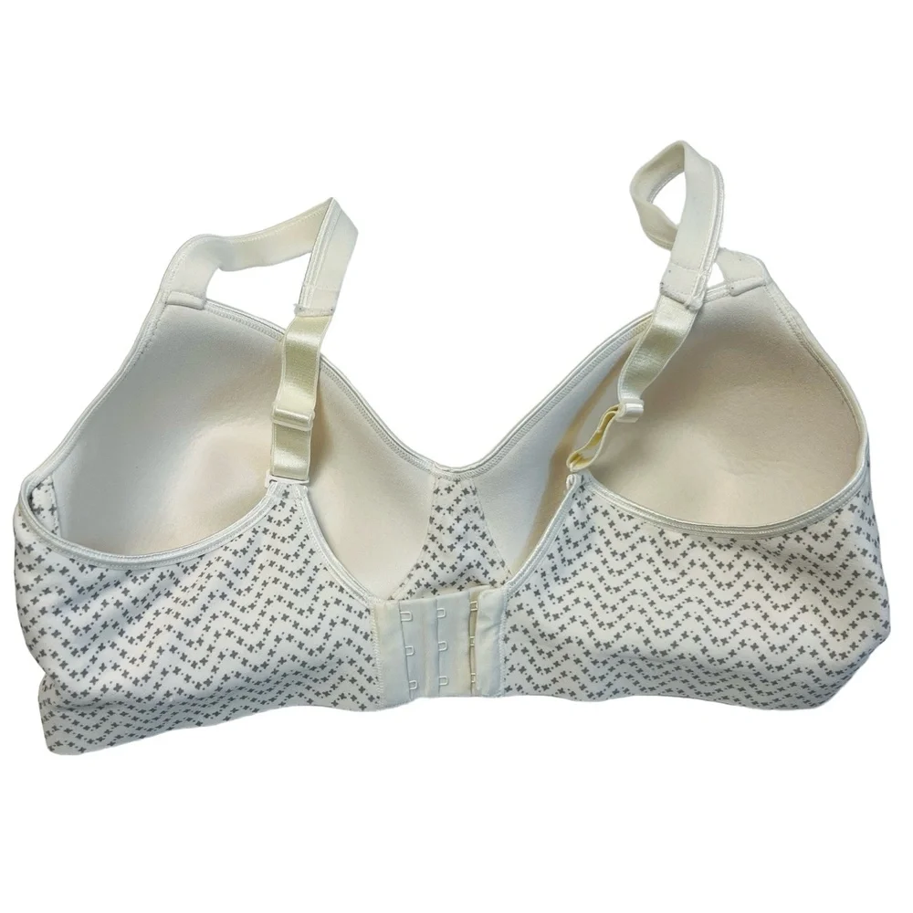 Hanes Size XL+ Bra White Gray Wireless Multiway Padded Adjustable Pattern MHW199